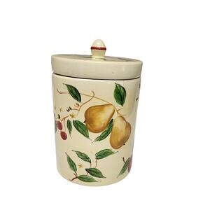 Stone Lite Beautiful Floral & Fruit Canister or Storage Jar 9'' tall 6.5'' wide
